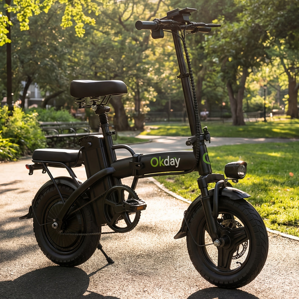 400W High-power Electric Bicycle - Long Range & 19 MPH, Foldable Portable Electric Scooter, Equipped With Dual Brakes, 14-inch All-terrain Tire Wheels, Dual Power Batteries\u002Felectric Mode, Multi-functional Bicycle, Iron-carbon Alloy Frame