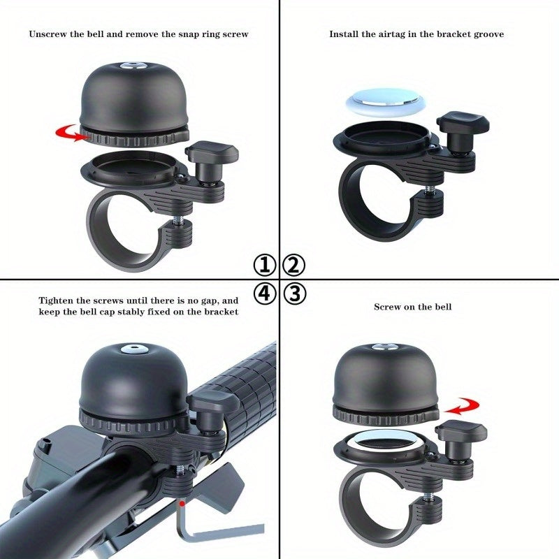 Bike Bell for Apple AirTag | Hidden Bike Holder GPS Tracker Bike Bell Anti-Theft | Bike Bells for Adults Kids | Loud Sound Bicycle Bell Handlebars, Road Mountain Bike Accessories