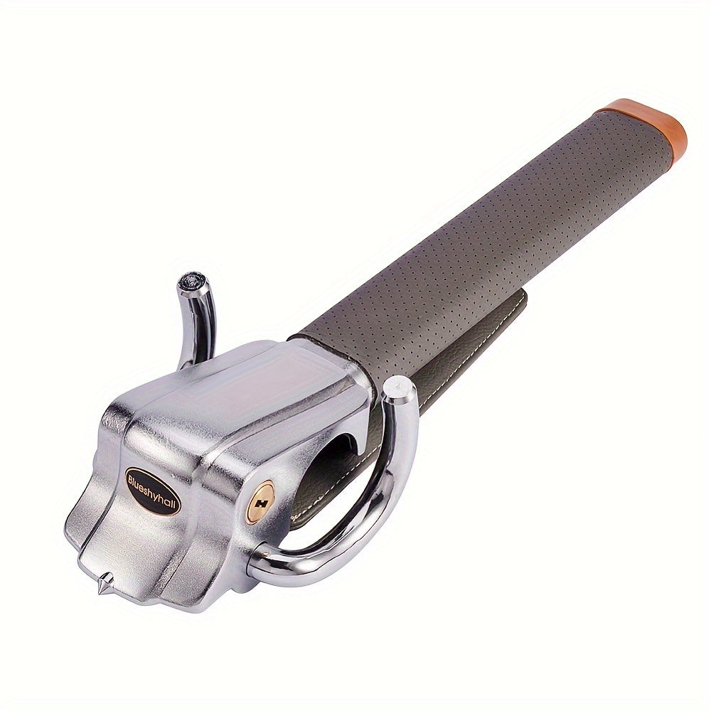 Anti-Theft Steering Wheel Lock Three-Direction Anti-Theft Lock Steering Wheel with Safety Hammer - Foldable Gray
