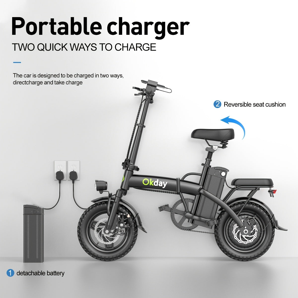 400W High-power Electric Bicycle - Long Range & 19 MPH, Foldable Portable Electric Scooter, Equipped With Dual Brakes, 14-inch All-terrain Tire Wheels, Dual Power Batteries\u002Felectric Mode, Multi-functional Bicycle, Iron-carbon Alloy Frame