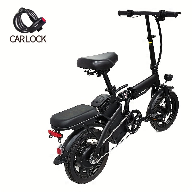14-inch Lightweight Folding Electric Bicycle, 330 Pound Load-bearing Capacity, 19Mph, 18-28mile Range, 48V Lithium Battery, Front Headlight & Disc Brake, Alloy Steel Frame, City Commuting, Sturdy Structure,,, Suitable for Gifting