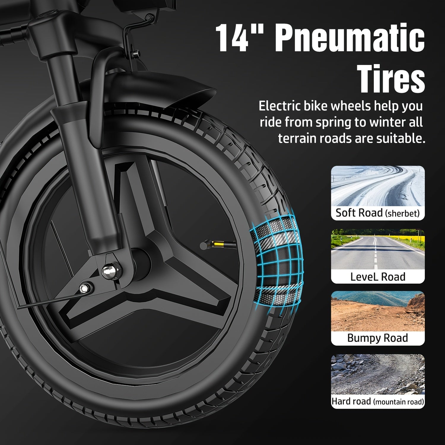 Foldable Electric Bike for Adults, 14\