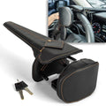 Vechkom Car Steering Wheel Lock Anti Theft Device Adjustable with 2 Keys - Leather Cover & Reinforced Steel Core Fits Vehicle Truck Van SUV Theft Deterrent Scratch-Resistant Tamper-Proof Design Black