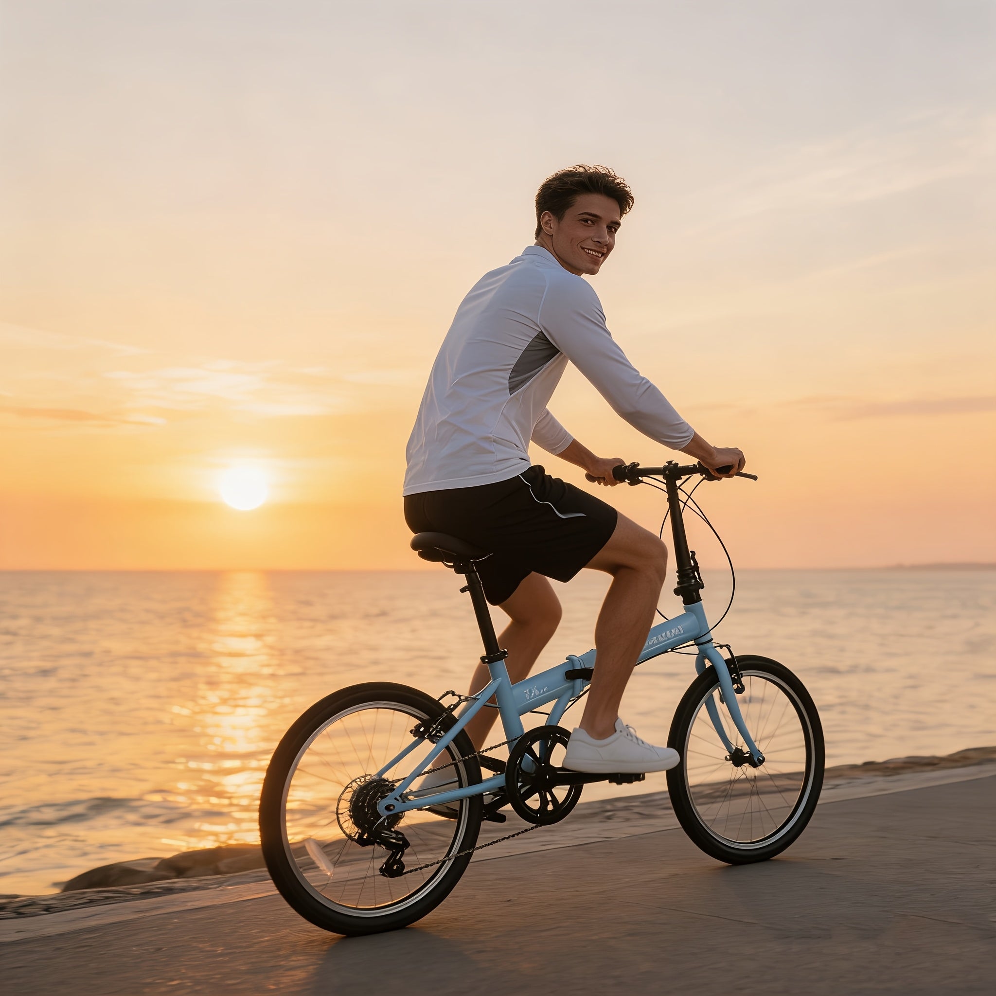 20-inch Folding Bicycle, 7-speed Lightweight Folding Bike, Urban Commuter Bicycle, V-brake Adjustable Handlebars, Unisex for Men\u002Fwomen, Available In Black, White, Blue, And Pink.