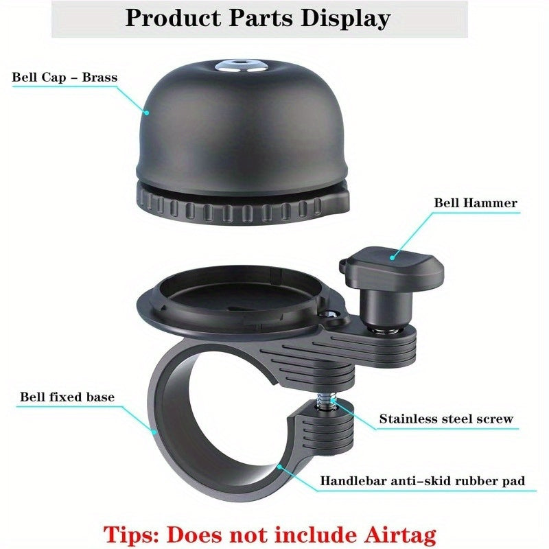 Bike Bell for Apple AirTag | Hidden Bike Holder GPS Tracker Bike Bell Anti-Theft | Bike Bells for Adults Kids | Loud Sound Bicycle Bell Handlebars, Road Mountain Bike Accessories