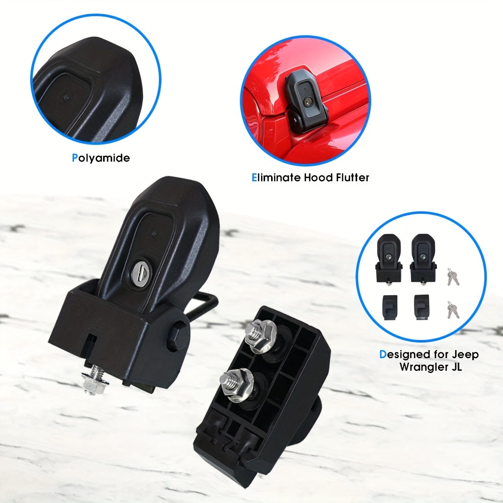 Applicable to 2018-2024 for JEEP for JL\u002FJT 4XE 2-Door & 4-Door OEM-Style Hood Latch Lock | Nylon Fiberglass Composite Anti-Theft Security Upgrade | Direct Fit Engine Cover Lock for Enhanced Safety