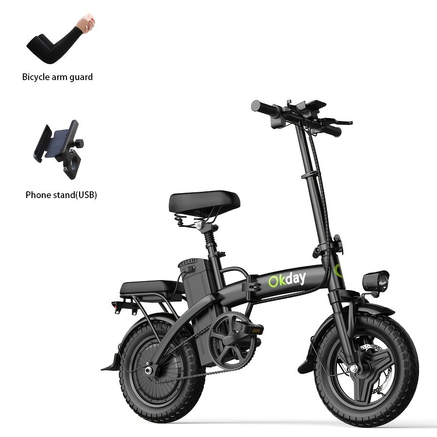 400W High-power Electric Bicycle - Long Range & 19 MPH, Foldable Portable Electric Scooter, Equipped With Dual Brakes, 14-inch All-terrain Tire Wheels, Dual Power Batteries\u002Felectric Mode, Multi-functional Bicycle, Iron-carbon Alloy Frame