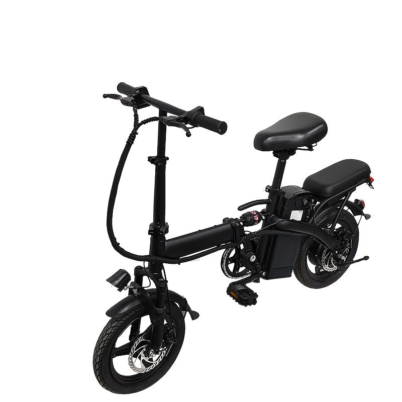 14-inch Lightweight Folding Electric Bicycle, 330 Pound Load-bearing Capacity, 19Mph, 18-28mile Range, 48V Lithium Battery, Front Headlight & Disc Brake, Alloy Steel Frame, City Commuting, Sturdy Structure,,, Suitable for Gifting