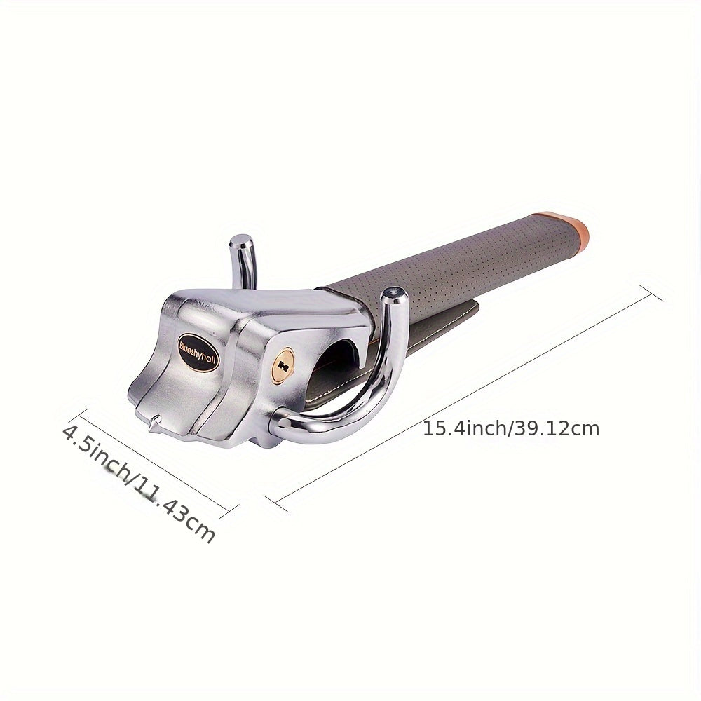 Anti-Theft Steering Wheel Lock Three-Direction Anti-Theft Lock Steering Wheel with Safety Hammer - Foldable Gray