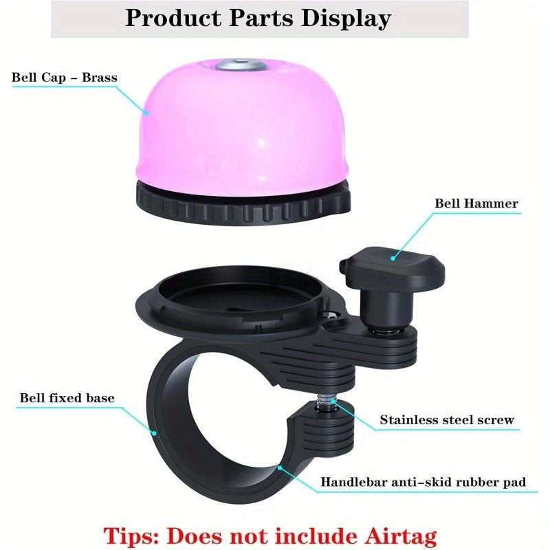 Bike Bell for Apple AirTag | Hidden Bike Holder GPS Tracker Bike Bell Anti-Theft | Bike Bells for Adults Kids | Loud Sound Bicycle Bell Handlebars, Road Mountain Bike Accessories