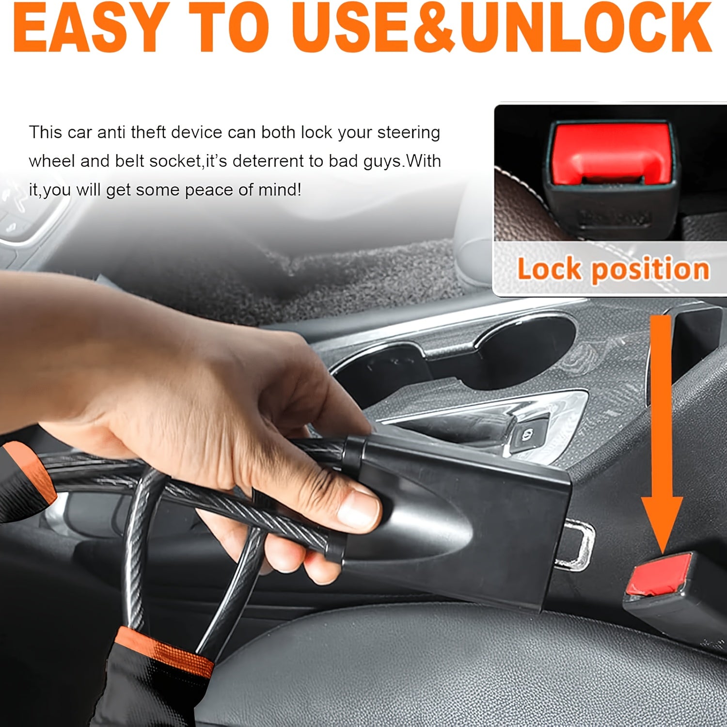 Car Steering Wheel Lock, 2 Pack Anti Theft Car Device with Max 17\
