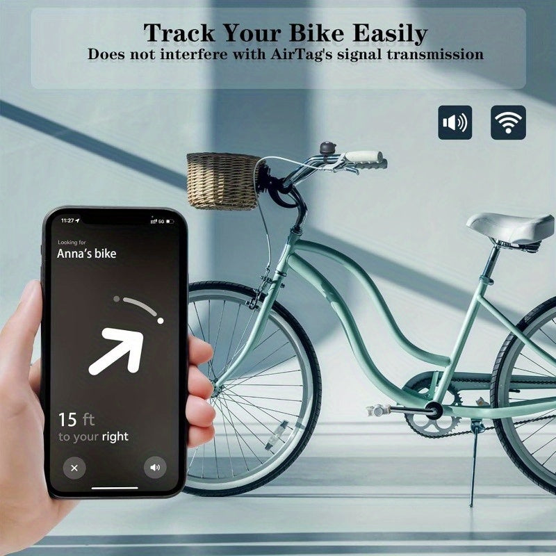 Bike Bell for Apple AirTag | Hidden Bike Holder GPS Tracker Bike Bell Anti-Theft | Bike Bells for Adults Kids | Loud Sound Bicycle Bell Handlebars, Road Mountain Bike Accessories