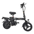 Hisent Folding Electric Bicycle | Dual Suspension System | Upgraded Steel Frame | 5-42 Mile Range (Optional | with Dual Seats, LED Headlight, and Disc Brakes, 14-inch Tires, 500W Rated Power, Speed 16-19 Mph)