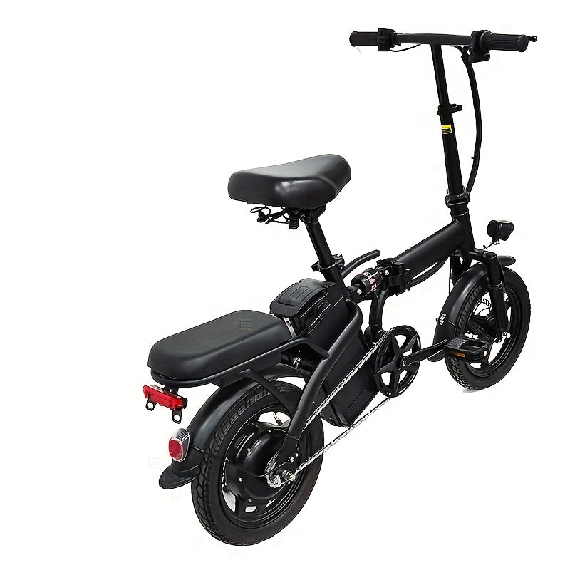 14-inch Lightweight Folding Electric Bicycle, 330 Pound Load-bearing Capacity, 19Mph, 18-28mile Range, 48V Lithium Battery, Front Headlight & Disc Brake, Alloy Steel Frame, City Commuting, Sturdy Structure,,, Suitable for Gifting