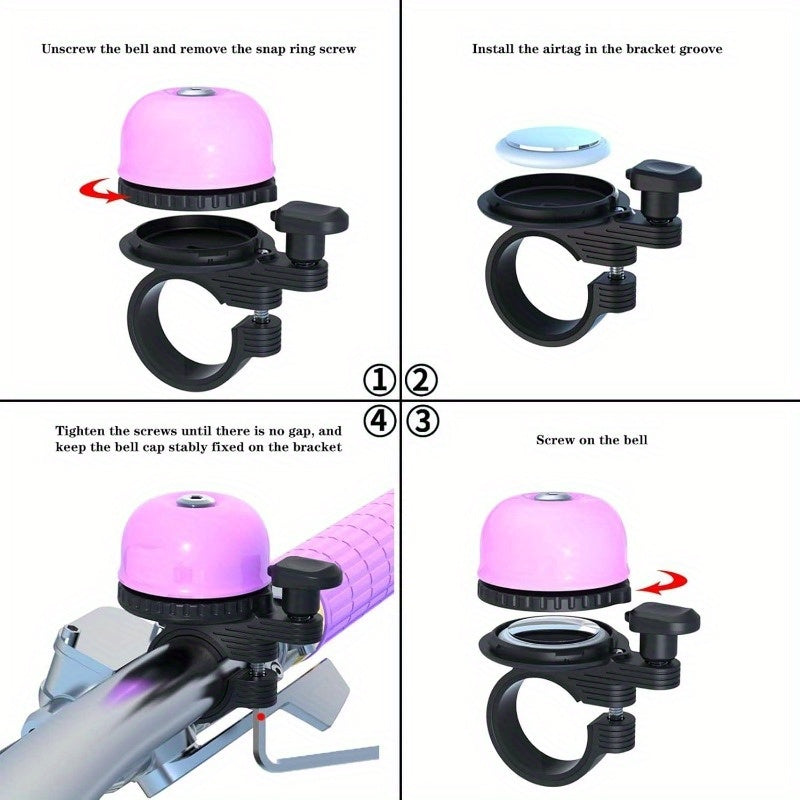 Bike Bell for Apple AirTag | Hidden Bike Holder GPS Tracker Bike Bell Anti-Theft | Bike Bells for Adults Kids | Loud Sound Bicycle Bell Handlebars, Road Mountain Bike Accessories
