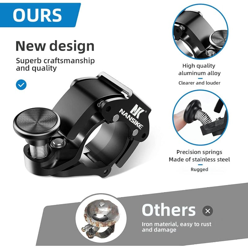 Black Bicycle Bell Innovative Aluminium Mini Bell Bicycle Handlebar Bell 100dB Bell Crisp and Loud Sound New Upgraded Bicycle Mountain Bike Horn for 22-24mm 0. 86-0. 94inch Handlebar, Bike Bell, Bike Light And Horn, Bell for Bike
