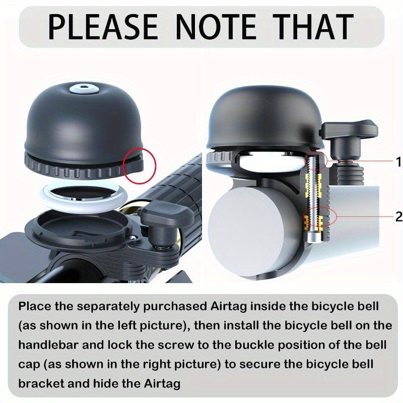 Bike Bell for Apple AirTag | Hidden Bike Holder GPS Tracker Bike Bell Anti-Theft | Bike Bells for Adults Kids | Loud Sound Bicycle Bell Handlebars, Road Mountain Bike Accessories