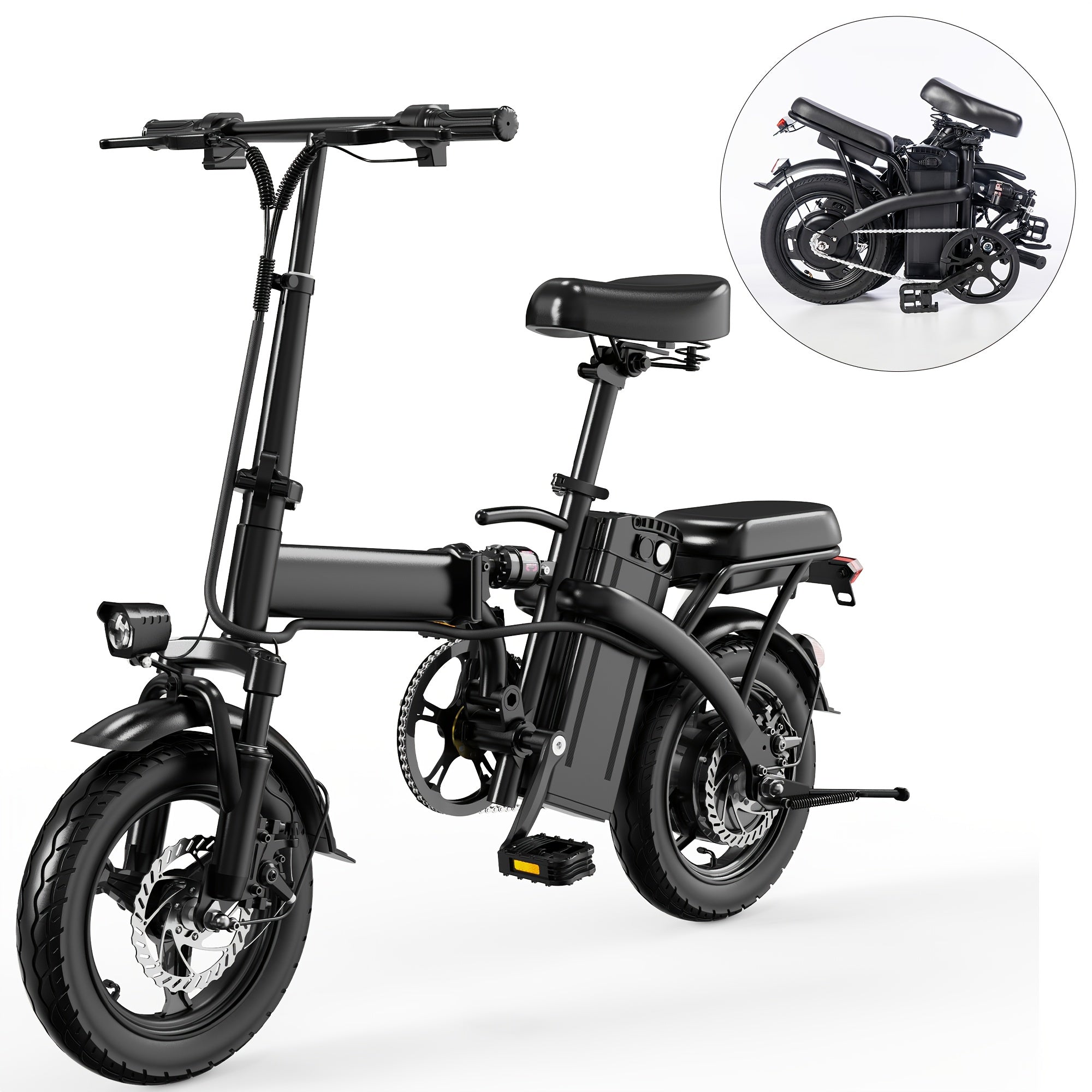 Electric Bike 48V Battery, Brushless Motor, 15-20MPH, Folding Electric Bicycle for Adults, Lightweight Commuter E-Bike with Removable Lithium Battery, Suitable for Urban Commuting, The Best Choice for A Gift, Easy Assemble, Portable Compact Design