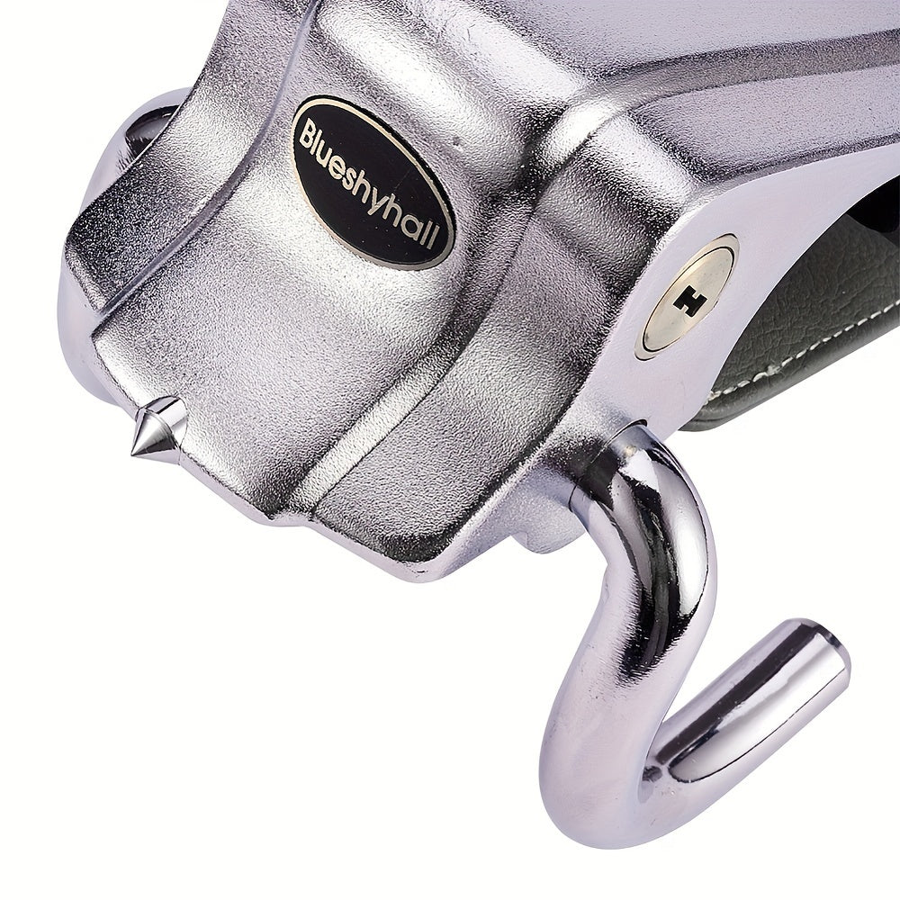 Anti-Theft Steering Wheel Lock Three-Direction Anti-Theft Lock Steering Wheel with Safety Hammer - Foldable Gray
