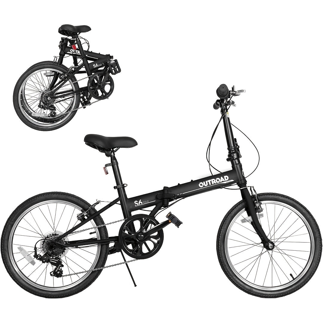 20-inch Folding Bicycle, 7-speed Lightweight Folding Bike, Urban Commuter Bicycle, V-brake Adjustable Handlebars, Unisex for Men\u002Fwomen, Available In Black, White, Blue, And Pink.