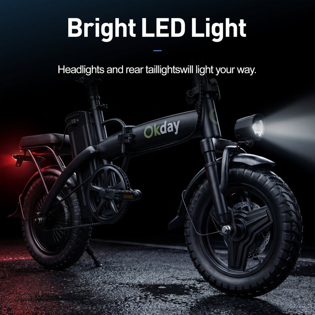 400W High-power Electric Bicycle - Long Range & 19 MPH, Foldable Portable Electric Scooter, Equipped With Dual Brakes, 14-inch All-terrain Tire Wheels, Dual Power Batteries\u002Felectric Mode, Multi-functional Bicycle, Iron-carbon Alloy Frame