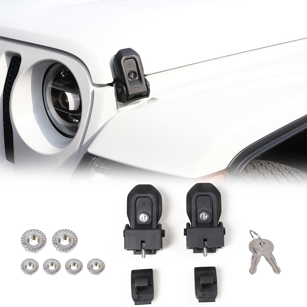 Applicable to 2018-2024 for JEEP for JL\u002FJT 4XE 2-Door & 4-Door OEM-Style Hood Latch Lock | Nylon Fiberglass Composite Anti-Theft Security Upgrade | Direct Fit Engine Cover Lock for Enhanced Safety