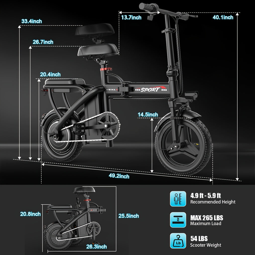 Foldable Electric Bike for Adults, 14\