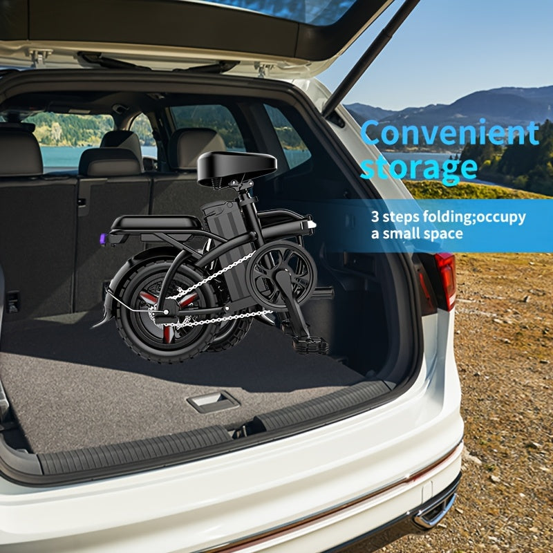400W High-power Electric Bicycle - Long Range & 19 MPH, Foldable Portable Electric Scooter, Equipped With Dual Brakes, 14-inch All-terrain Tire Wheels, Dual Power Batteries\u002Felectric Mode, Multi-functional Bicycle, Iron-carbon Alloy Frame